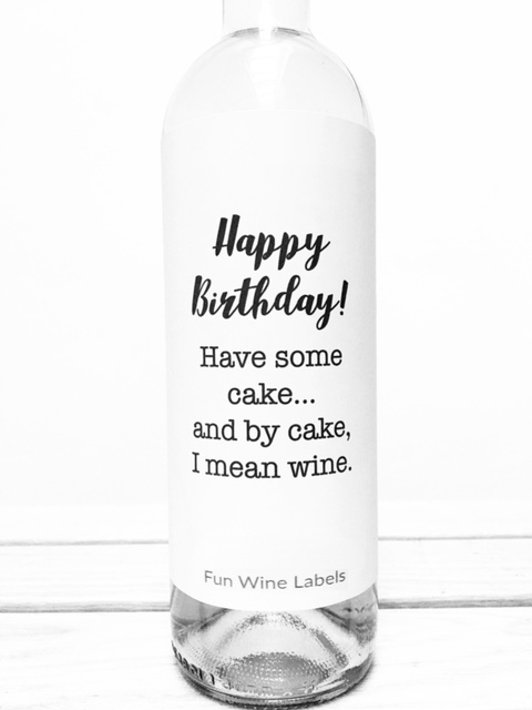 Wijnetiket Happy Birthday