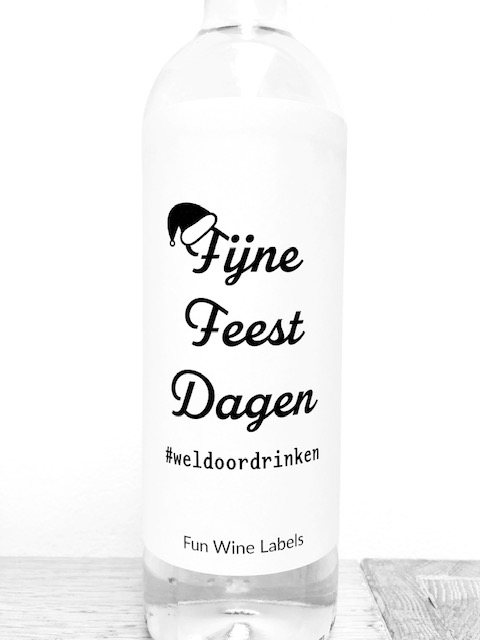Wijnetiket Fijne Feestdag, een origineel en grappig kerstcadeau