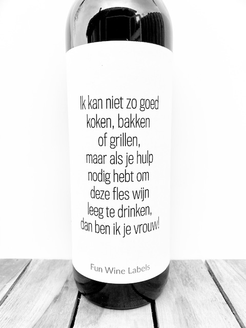 Wijnetiket Je Vrouw, origineel cadeau voor elke wijnliefhebber