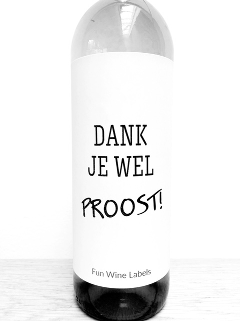 Wijnetiket Dank Proost