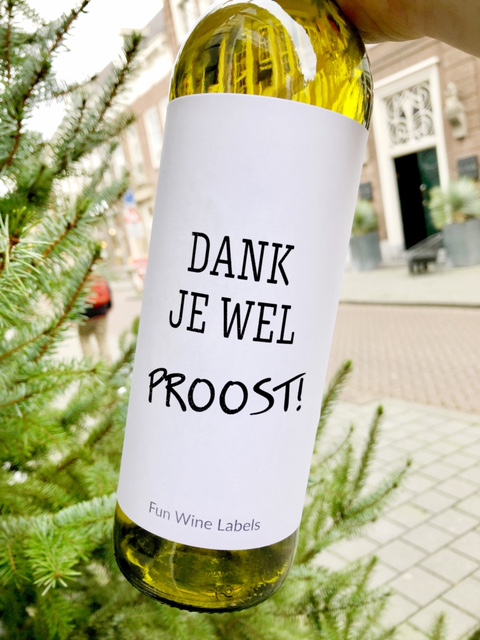 Wijnetiket Dank Proost