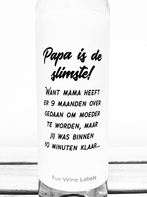 Wijnetiket Papa Slimste