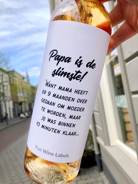 Wijnetiket Papa Slimste