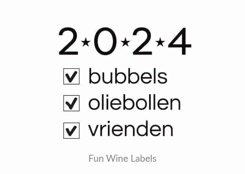 design 2024 wijnetiket oud en nieuw