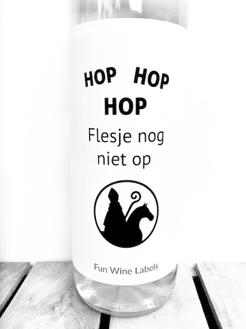 Wijnetiket Sinterklaas , leuk schoen cadeautje