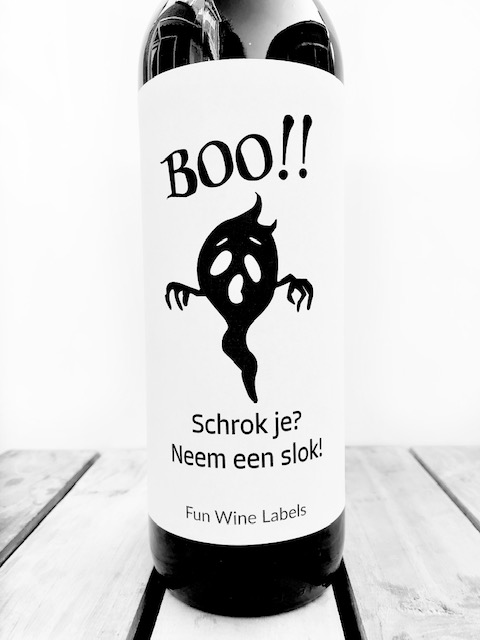 Wijnetiket Halloween Boo