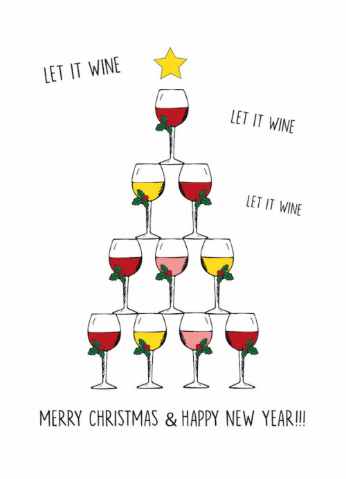 ansichtkaart Kerstmis, de perfecte kerstkaart voor wijnliefhebbers