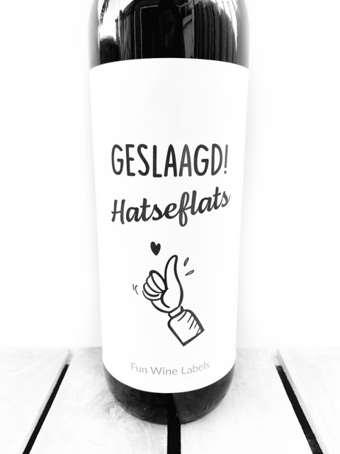 Wijnetiket Geslaagd Hatseflats