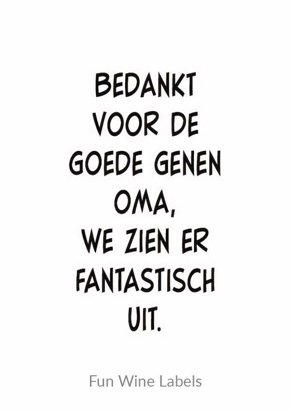 wijnetiket design oma genen