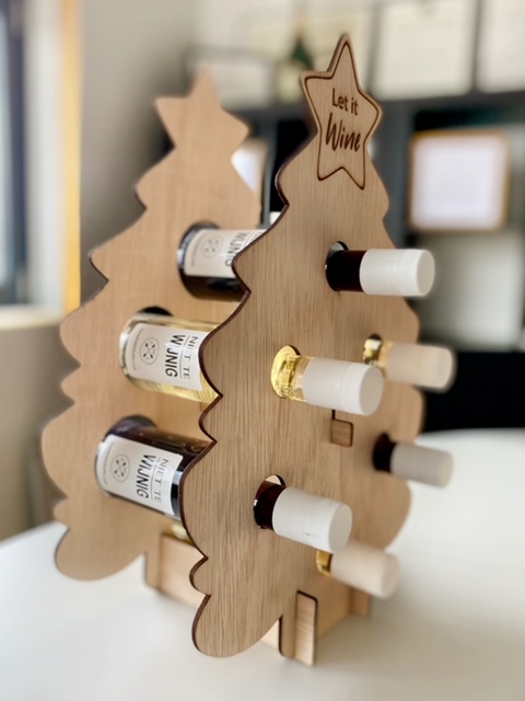 Houten Kerstboom Wijnrekje