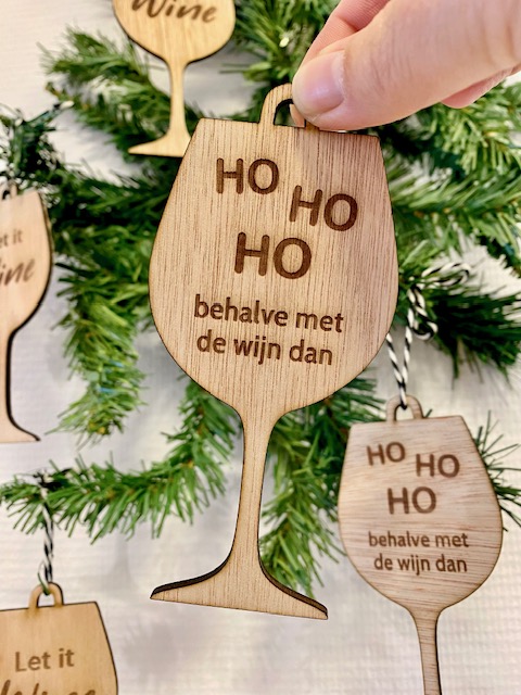 Wijnglas Kerstboom Decoratie – Ho Ho