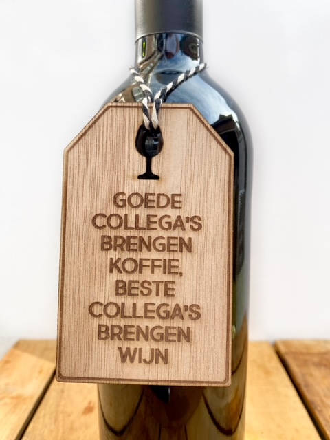 Houten Wijnlabel Collega