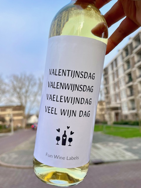 Wijnetiket Valentijnsdag